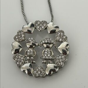 Semi fine jewelry- Silver Heart Pendant Necklace -Boy & girl